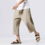 Buddha Stones Summer Casual Simple Plain Design 7-8 Length Men's Drawstring Pants With Pockets - image 15