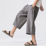 Buddha Stones Summer Casual Simple Plain Design 7-8 Length Men's Drawstring Pants With Pockets - image 3