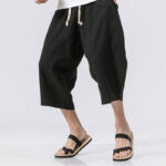 Buddha Stones Summer Casual Simple Plain Design 7-8 Length Men's Drawstring Pants With Pockets - image 11
