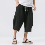 Buddha Stones Summer Casual Simple Plain Design 7-8 Length Men's Drawstring Pants With Pockets - Black - US/UK/AU46，EU56 (5XL) - image 10