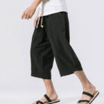 Buddha Stones Summer Casual Simple Plain Design 7-8 Length Men's Drawstring Pants With Pockets - image 12