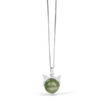 Buddha Stones 925 Sterling Silver Natural Green Lepidolite Cat Protection Necklace Pendant - image 7