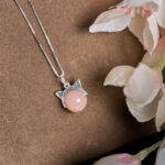Buddha Stones 925 Sterling Silver Natural Orange Moonstone Cat Healing Necklace Pendant - image 2