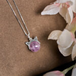 Buddha Stones 925 Sterling Silver Natural Rainbow Amethyst Cat Positive Necklace Pendant - image 3