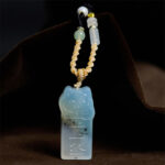 Buddha Stones Natural Xiuyan Jade Cat Rope Necklace Pendant - Xiuyan Jade Cat - image 0