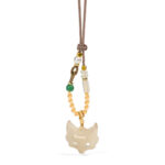 Buddha Stones Fox Mask White Agate Protection Necklace Pendant - image 7