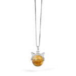 Buddha Stones 925 Sterling Silver Natural Citrine Cat Prosperity Necklace Pendant - image 6