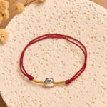 Buddha Stones 925 Sterling Silver Cute Cat Red String Braided Bracelet - image 2