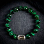 Buddha Stones Natural Green Tiger Eye Om Mani Padme Hum Positive Strength Bracelet - image 1