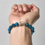 Buddha Stones Natural Blue Tiger Eye Om Mani Padme Hum Strength Bracelet - image 3
