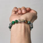 Buddha Stones Natural Grey Jasper Kambamba Jasper Tiger Eye Om Mani Padme Hum Protection Bracelet - image 3