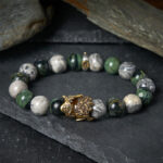 Buddha Stones Natural Grey Jasper Kambamba Jasper Citrine Horse Zodiac PiXiu Protection Bracelet - image 1