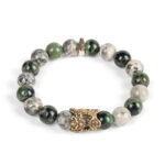 Buddha Stones Natural Grey Jasper Kambamba Jasper Citrine Horse Zodiac PiXiu Protection Bracelet - image 4