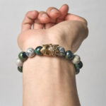 Buddha Stones Natural Grey Jasper Kambamba Jasper Citrine Horse Zodiac PiXiu Protection Bracelet - image 3