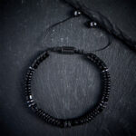Buddha Stones Small Black Obsidian Green Aventurine Grey Jasper Tiger Eye Strength Rope Bracelet - Black Obsidian(Wrist Circumference: 15-20cm) - image 0