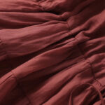 Buddha Stones Embroidery Patchwork Long Puff Sleeve Drawstring Midi Dress With Pockets - image 13