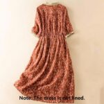 Buddha Stones Half Sleeve Color Contrast Floral Pattern Midi Dress With Pockets - image 22