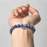 Buddha Stones 925 Sterling Silver Lotus Design Natural Sodalite Positive Beads Harmony Bracelet - image 4