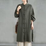Buddha Stones Casual Frog-button Women's Cotton Linen Coat With Pockets - image 8