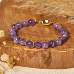 Buddha Stones Natural Amethyst Beads Balance Relieves Stress Buckle Bracelet - image 1