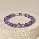 Buddha Stones Natural Amethyst Beads Balance Relieves Stress Buckle Bracelet - image 10