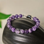 Buddha Stones Natural Amethyst Beads Balance Relieves Stress Buckle Bracelet - Amethyst & Silvery Buckle(Wrist Circumference: 14-16cm) - image 7