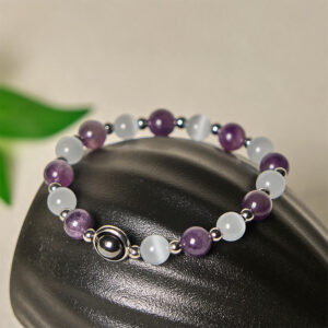 Buddha Stones Natural Amethyst White Cat's Eye Beads Balance Bracelet - Amethyst & White Cat's Eye(Wrist Circumference: 15-17cm) - image 0