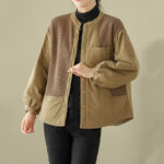 Buddha Stones Commute Plain Patchwork Design Women's Cotton Long Sleeve Jacket With Pocket - image 2