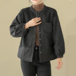 Buddha Stones Commute Plain Patchwork Design Women's Cotton Long Sleeve Jacket With Pocket - image 13