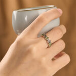 Buddha Stones Jade South Red Agate Copper Coin Prosperity Luck Open Ring - image 4