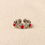 Buddha Stones Jade South Red Agate Copper Coin Prosperity Luck Open Ring - image 9