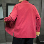 Buddha Stones Embroidered Golden Cranes Auspicious Clouds Frog-Button Cotton Linen Men's Shirt - image 32