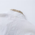 Buddha Stones Vintage Solid Long Sleeve Lace-up Design Cotton Linen Men's Shirt - image 4