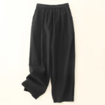 Buddha Stones Casual Snap Buttons Women's Cotton Polyester Pants With Pockets - Black - US8-10，UK/AU12-14，EU40-42 (2XL) - image 8