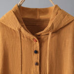 Buddha Stones Women's Plain Buttons Design Cotton Long Sleeve Hoodie With Pockets - image 9
