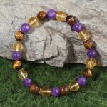 Buddha Stones Amethyst Tiger Eye Citrine Spacer Beads Healing Bracelet - image 1