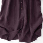 Buddha Stones Fall DarkMagenta V-Neck Buttons Design Cotton Long Sleeve Midi Dress - image 9