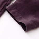 Buddha Stones Fall DarkMagenta V-Neck Buttons Design Cotton Long Sleeve Midi Dress - image 10