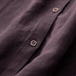 Buddha Stones Fall DarkMagenta V-Neck Buttons Design Cotton Long Sleeve Midi Dress - image 5