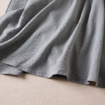 Buddha Stones Pure Color Notched Collar Drawstring Cotton Long Sleeve Midi Dress With Pockets - image 14