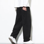 Buddha Stones Drawstring Solid Color Tapered Design Cotton Corduroy Men's Harem Pants With Pockets - image 24