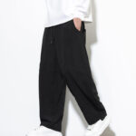 Buddha Stones Drawstring Solid Color Tapered Design Cotton Corduroy Men's Harem Pants With Pockets - image 25
