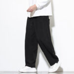 Buddha Stones Drawstring Solid Color Tapered Design Cotton Corduroy Men's Harem Pants With Pockets - image 22