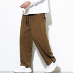 Buddha Stones Drawstring Solid Color Tapered Design Cotton Corduroy Men's Harem Pants With Pockets - image 31