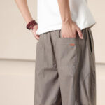 Buddha Stones Commute Spring Solid Color Drawstring Men's Harem Pants With Pockets - image 35