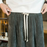 Buddha Stones Commute Plain Drawstring Men's Wide Leg Cotton Corduroy Pants With Pockets - image 24