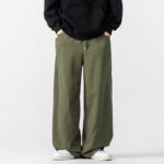 Buddha Stones Fall Pure Color Men's Wide Leg Cotton Drawstring Pants With Pockets - OliveDrab - US/UK/AU46，EU56 (5XL) - image 8