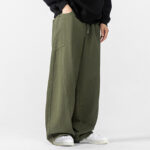 Buddha Stones Fall Pure Color Men's Wide Leg Cotton Drawstring Pants With Pockets - image 14