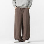 Buddha Stones Fall Pure Color Men's Wide Leg Cotton Drawstring Pants With Pockets - image 2