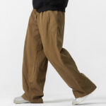 Buddha Stones Fall Pure Color Men's Wide Leg Cotton Drawstring Pants With Pockets - image 24